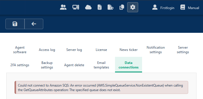 Data connections notification